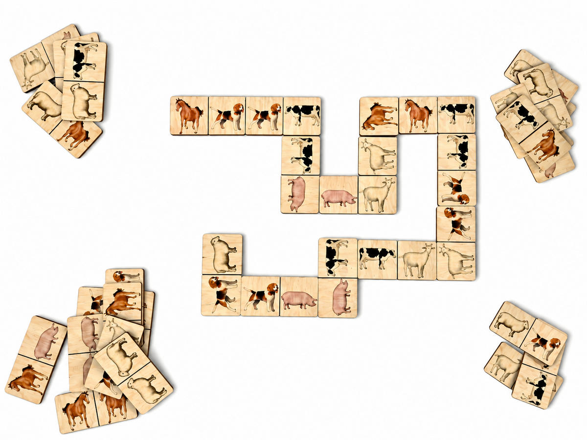 Domestic Animals Domino – Wooden Educational Game