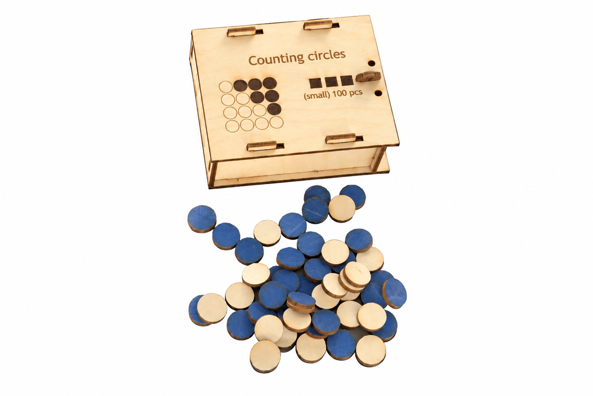 Counting Circles – 100-Piece Wooden Two-Colour Math Counters Set