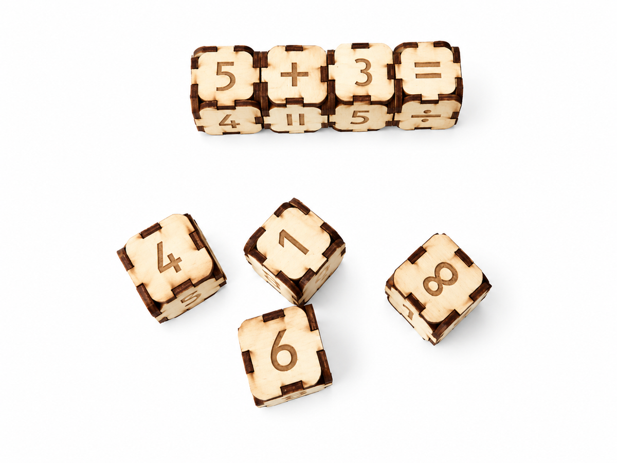 Wooden Number Cubes – Educational Math Game