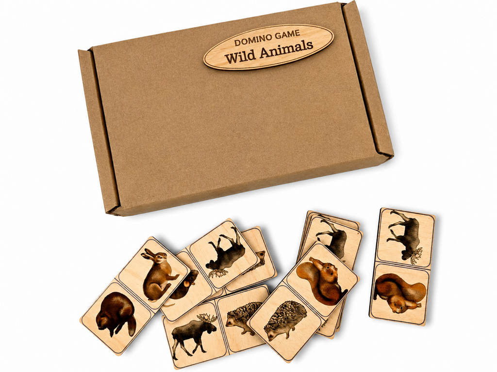 Wild Animals Domino – Wooden Educational Game