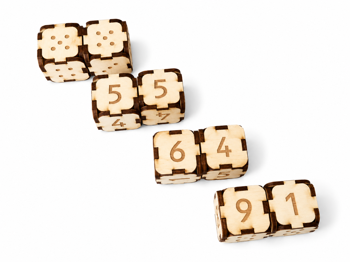Wooden Number Cubes – Educational Math Game