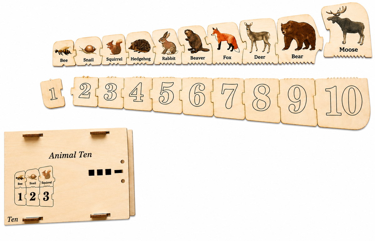 Animal Ten – Wooden Educational Counting Puzzle