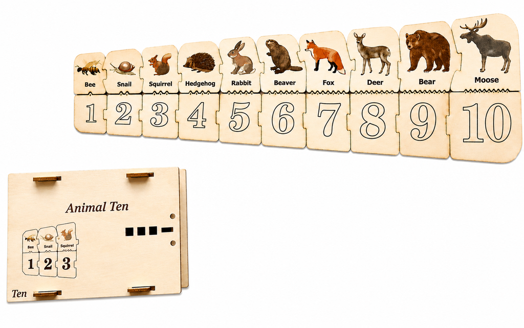 Animal Ten – Wooden Educational Counting Puzzle