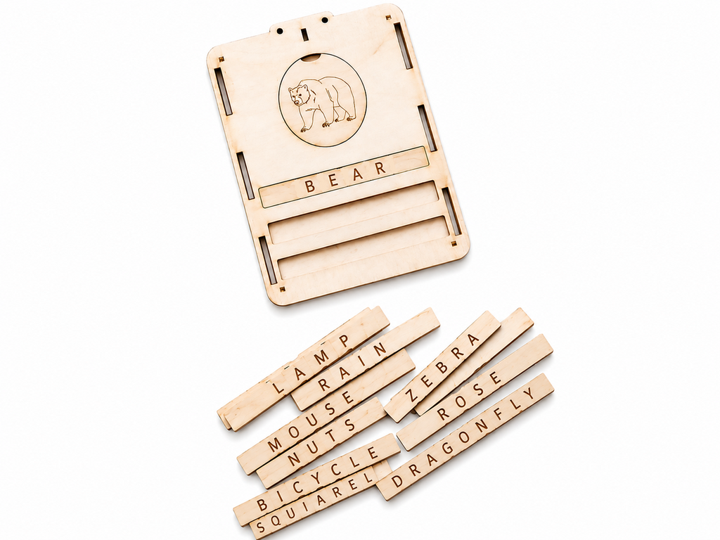Wooden Word Building &amp; Spelling Board – Educational Literacy Learning Set