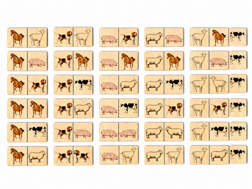 Domestic Animals Domino – Wooden Educational Game