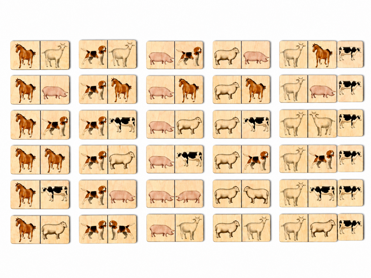Domestic Animals Domino – Wooden Educational Game