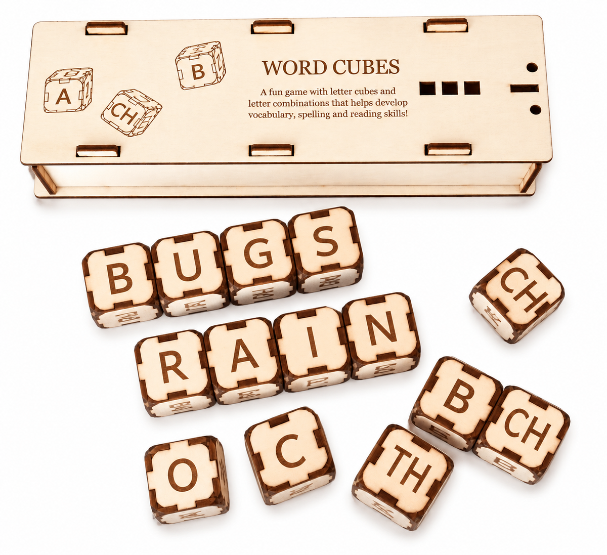 Wooden Alphabet Cubes – Educational Language &amp; Literacy Game