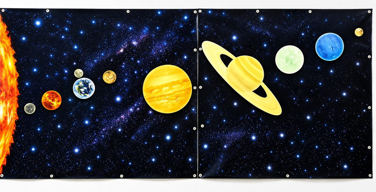 Solar System – Magnetic Educational Planet Set with Starry Sky Background