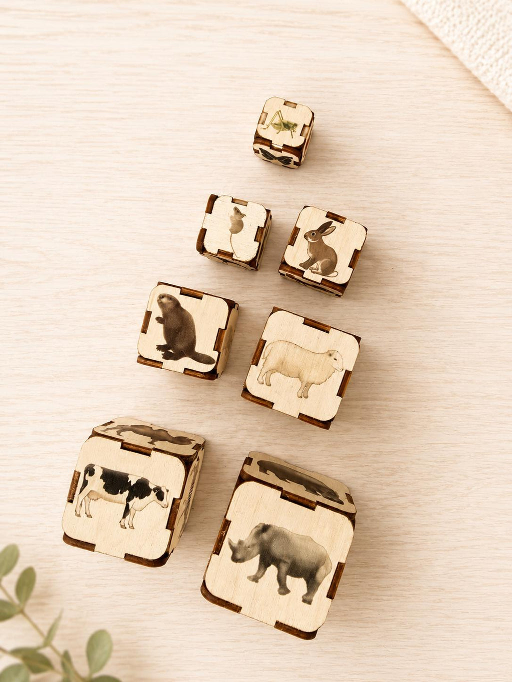 Montessori Toddler Wooden Sound Animal Stacking Blocks by Size | Education Stacker Cubes Learning Toy
