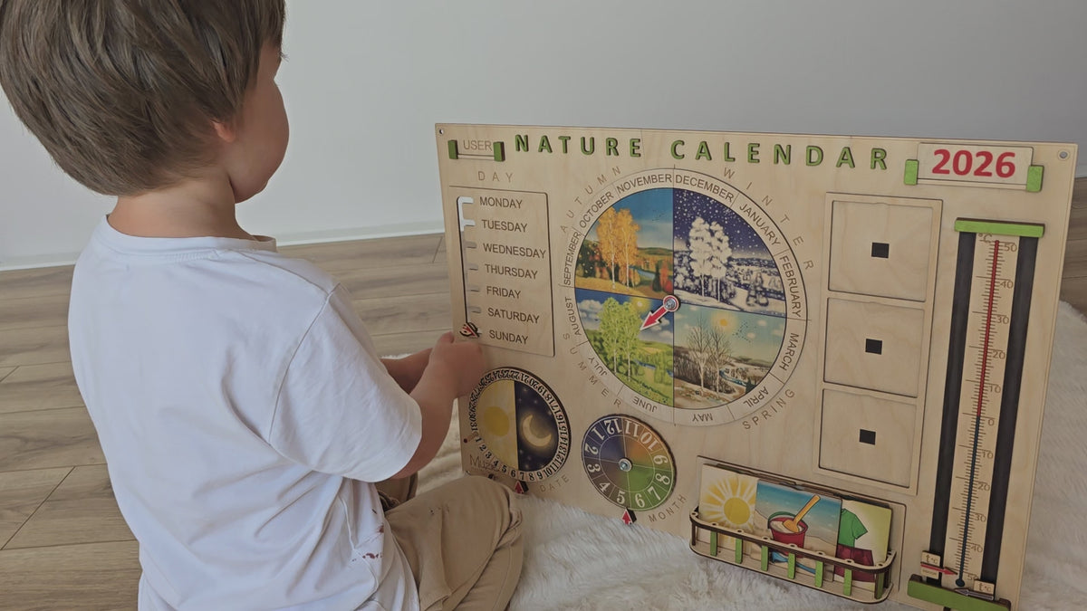 Personalized Wooden Nature Calendar – Daily Learning Through Nature, Weather & Routine | Eduletto