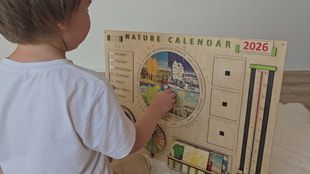 Personalized Wooden Nature Calendar – Daily Learning Through Nature, Weather & Routine | Eduletto