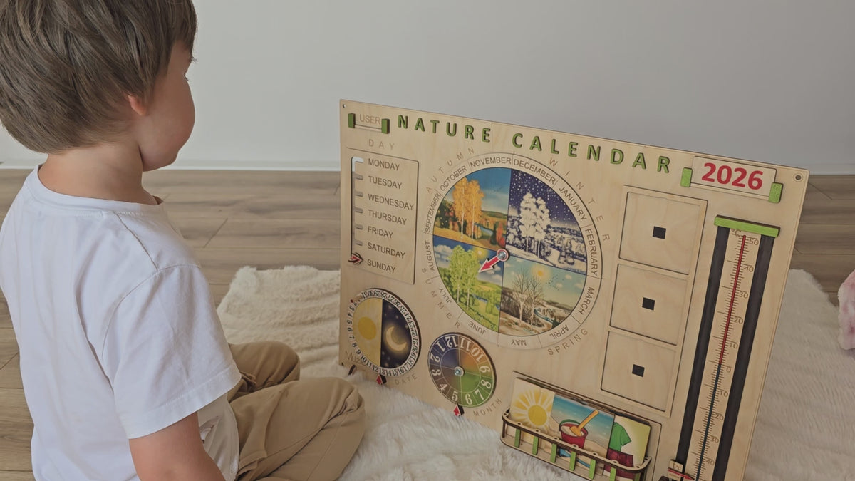 Personalized Wooden Nature Calendar – Daily Learning Through Nature, Weather & Routine | Eduletto