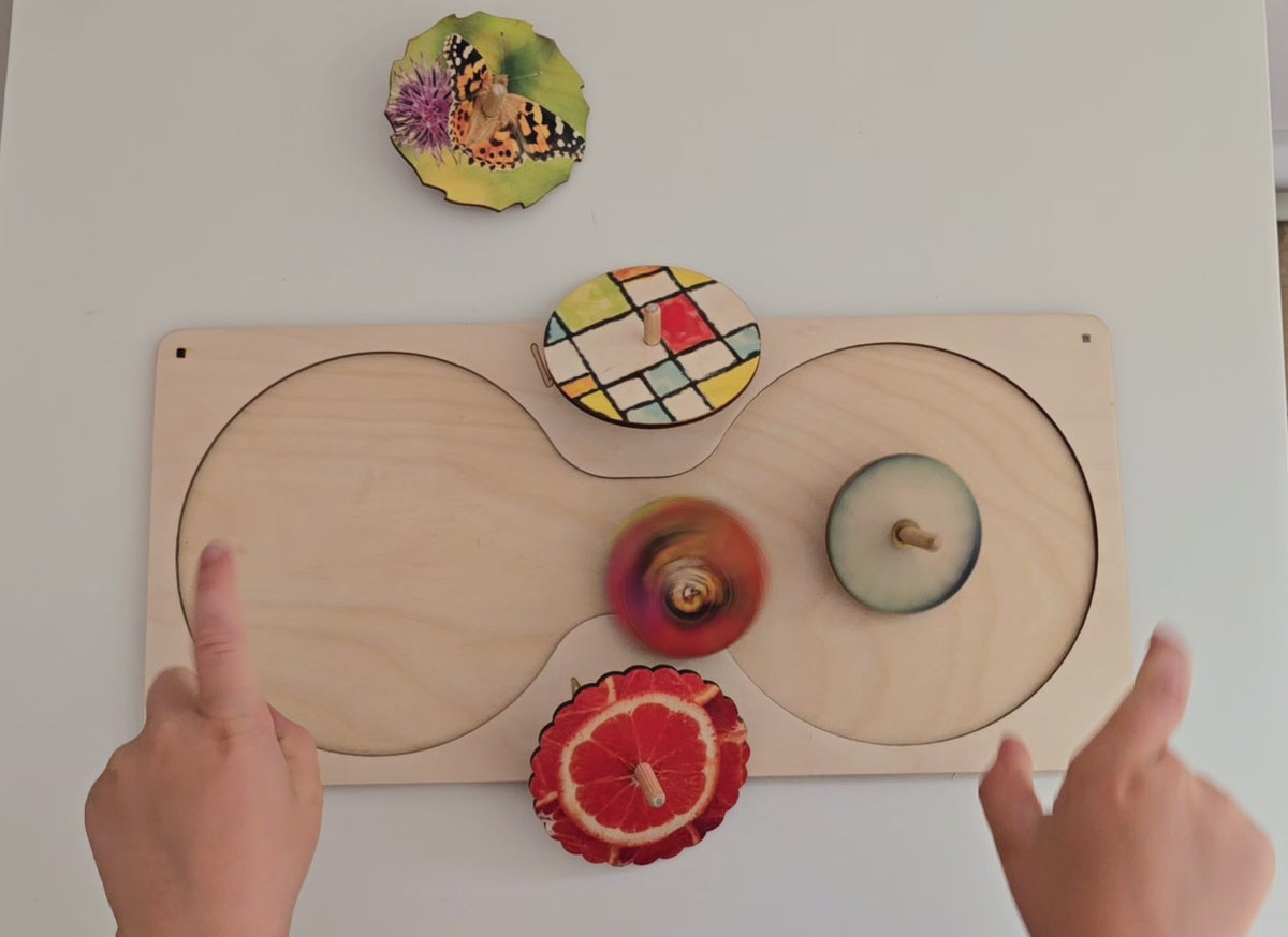 Wooden Spinning Tops Coordination Board – Develop Bilateral Coordination Through Play | Eduletto